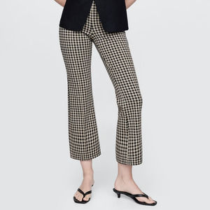 NWOT Gap High Rise Ponte Crop Kick Gingham Plaid Pant Size M